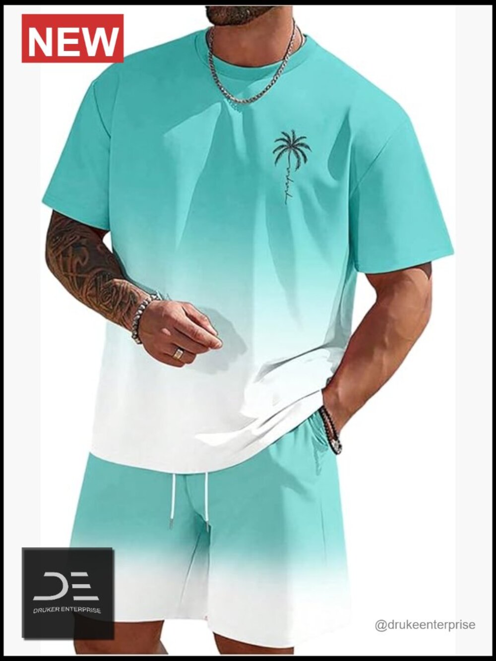 Men's 2 Piece Short Set Tropical Graphic Tee and Shorts Vacation Outfit